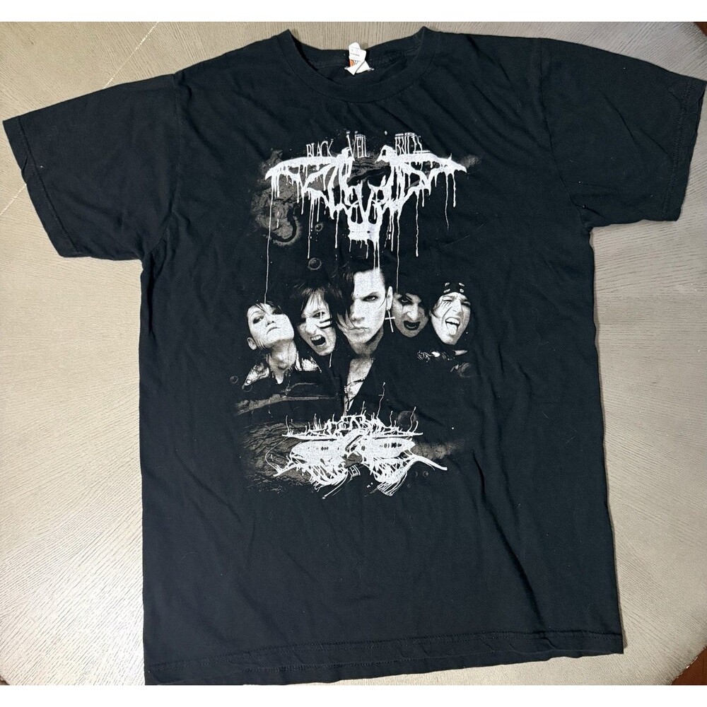 Vintage 2010s Black Veil Brides Band T-Shirt Bay Island Tag Mens L Emo Goth Rock